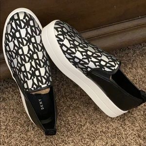 DKNY Black/Silver Slip on Shoes